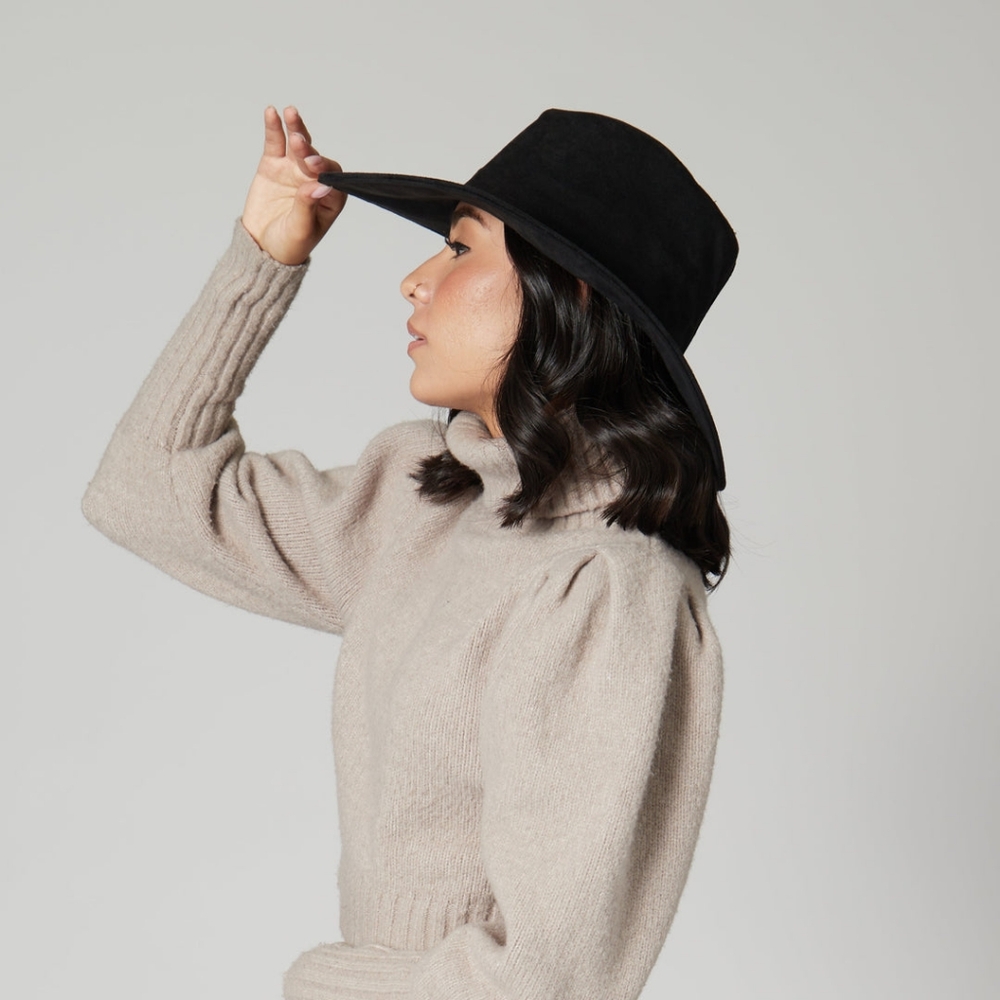 Anthropologie Pioneer Faux Suede Fedora by San Diego Hat Co.